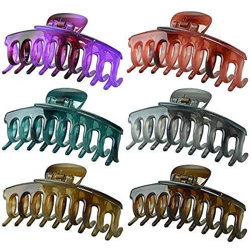 6 Packs Hair Claw Clips Large Claw Clips for Women Non Slip Jaw Hair Clips for Thick Hair Tortoise Claws Ponytail Holder Strong Hold Hair Grip Catch Barrette Accessories