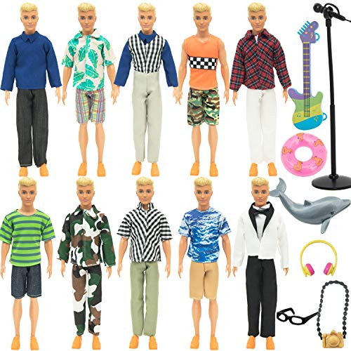 SOTOGO 27 Pieces Doll Clothes Set Include 10 Set Doll Casual Career Wear Clothes Jacket Pants Outfits with Surfboard and Doll Accessories for Ken Dolls SOTOGO 27 Pieces Doll Clothes Set Include 10 Set Doll Casual Career Wear Clothes Jacket Pants Outfits with Surfboard and Doll Accessories for Ken Dolls
