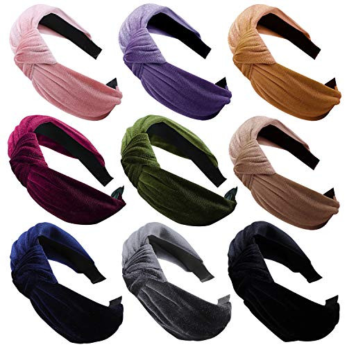 Aneco 9 Pieces Women Velvet Wide Headbands Twisted Knotted Hairband Knot Turban Headband Velvet Hair Accessories for Girl Women Aneco 9 Pieces Women Velvet Wide Headbands Twisted Knotted Hairband Knot Turban Headband Velvet Hair Accessories for Girl Women