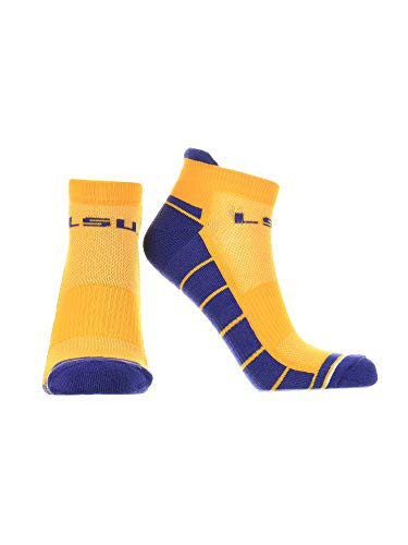 LSU Tigers Low Cut Ankle Socks Tab  Gold Purple  Large