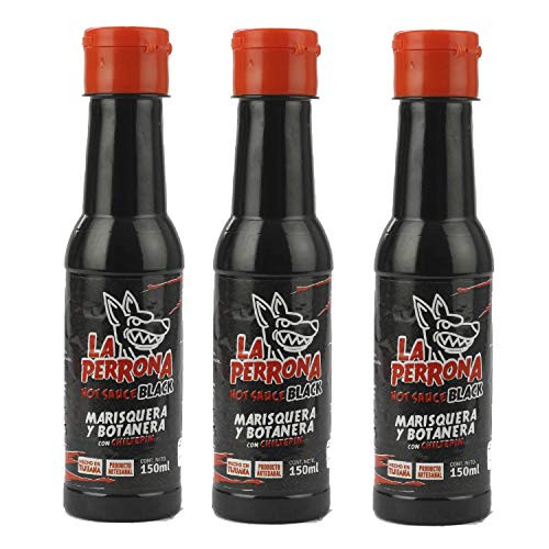 La Perrona Negra Seafood Black Hot Sauce Marisquera y Botanera 3 Pack