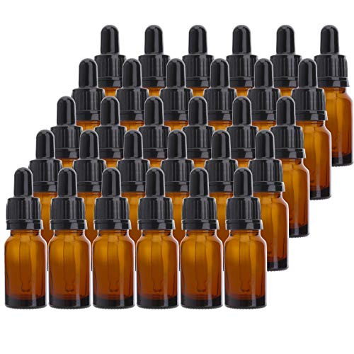 Kingrol 30 Pack 10ml Amber Glass Bottles with Glass Eye Dropper  Dropper Bottles for Essential Oils  Perfumes  Aromatherapy  Chemistry Lab Chemicals