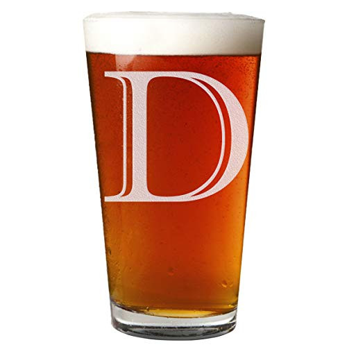Etched Monogram 16oz Pint Glass for Beer or Soda  Letter D