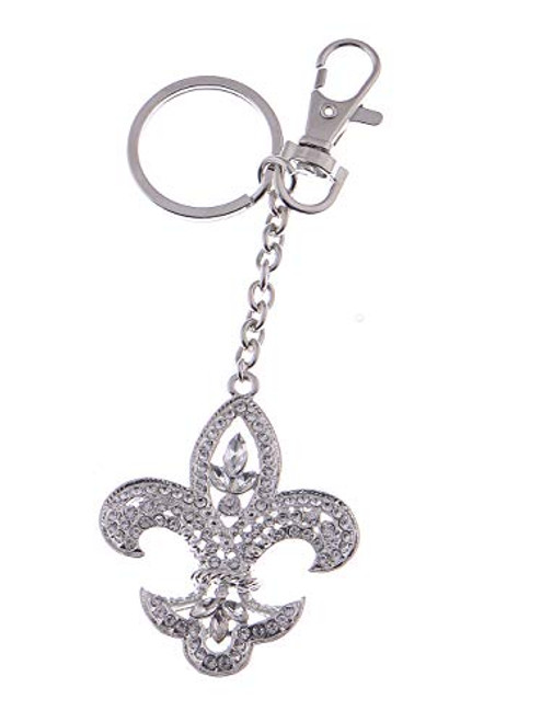 Alilang Silvery Tone Clear Crystal Colored Rhinestones French Fluer De Lis Lily Key Chain Alilang Silvery Tone Clear Crystal Colored Rhinestones French Fluer De Lis Lily Key Chain