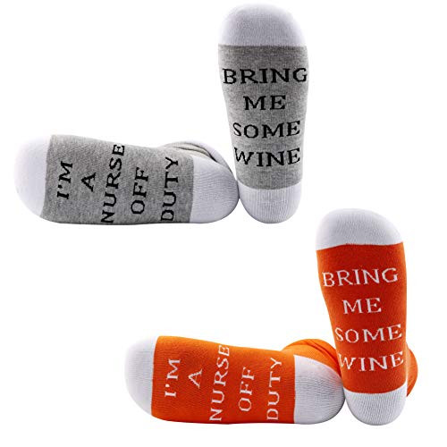 JXGZSO Nurse Gift Nurse Socks Im a Nurse Off Duty Bring Me Some Wine Socks Nurses Appreciation Gift  Nurse Off Duty   Bring Me Some Wine