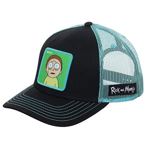 Bioworld Rick and Morty Cartoon Trucker Hat Black Bioworld Rick and Morty Cartoon Trucker Hat Black