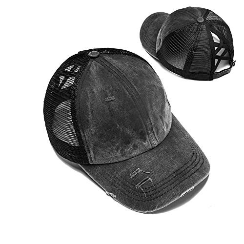 Bocianelli NeuFashion Ponycap Messy High Bun Ponytail Adjustable Mesh Trucker Baseball Cap Hat