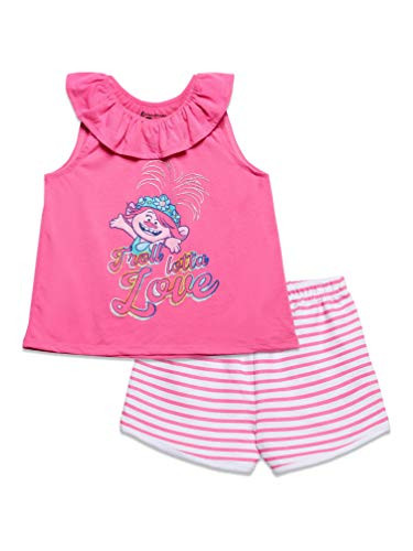 DreamWorks Trolls Poppy Toddler Girls T Shirt French Terry Shorts Set Pink 2T