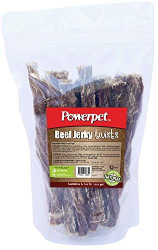 Powerpet  Beef Jerky Twists   Natural Dog Chew   12 Pack   Helps Improve Dental Hygiene   100 Natural   Highly Digestible   Protein with Low Fat   Beef Jerky Dog Treat   Made from Beef Esophagus