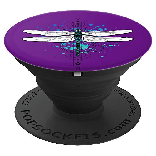 Dragonfly With Paint Splatter And Geometric Shape Phone Gift PopSockets Grip and Stand for Phones and Tablets