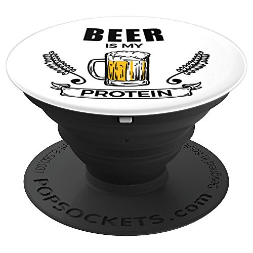 Beer is my Protein Funny Motivational Gym Exercise Fitness PopSockets Grip and Stand for Phones and Tablets