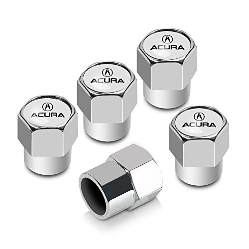 License Frame Inc  Logo and Name Tire Stem Valve Caps Set for Acura  Chrome