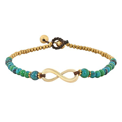 AeraVida Beautiful Infinity Symbol Malachite   Fashion Brass Beads Handmade Link Anklet