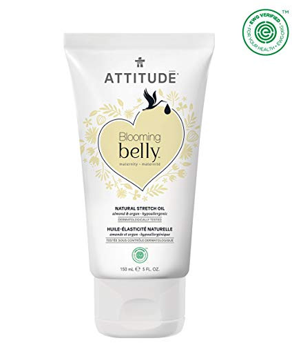 ATTITUDE Blooming Belly  Hypoallergenic Natural Pregnancy Safe Stretch Oil  Almond   Argan  5 fl  oz