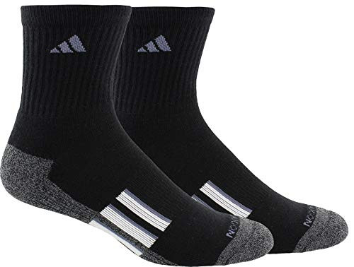 adidas Men s Cushioned X II Mid Crew Socks  2 Pair   Black Black   Onix Marl White Onix  Large   Shoe Size 6 12