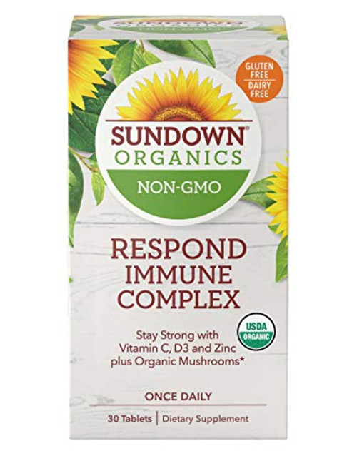 Sundown Organics Respond Immune Complex Immune System Support with Vitamin C D3 and Zinc Gluten Free 100 Non GMO 30 Tablets Sundown Organics Respond Immune Complex Immune System Support with Vitamin C D3 and Zinc Gluten Free 100 Non GMO 30 Tablets