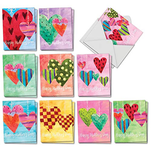 The Best Card Company   20 Mother s Day Cards Bulk  4 x 5 12 Inch    Loving Small Note Card Set   Watercolor Heartworks AM5656MDG B2x10