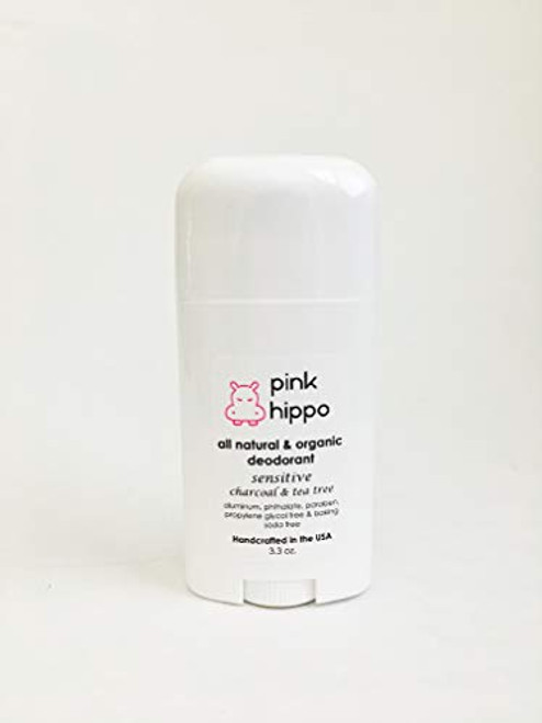 Pink Hippo All Natural   Organic Activated Charcoal Deodorant  Sensitive Activated Charcoal   Tea Tree  Baking Soda Free  Organic  Aluminum Free  Phthalate  Free  Paraben  Free 3 3oz