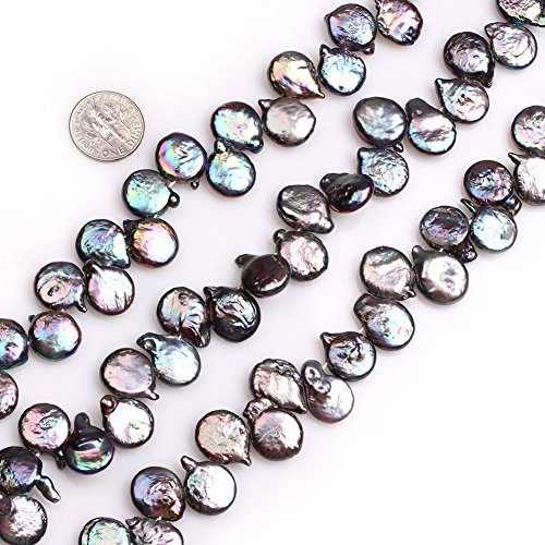 GEM Inside Black Pearls Gemstone Loose Top Drilled Coin Beads Natural 15x12mm Energy Stone Power for Jewelry Making 15 GEM Inside Black Pearls Gemstone Loose Top Drilled Coin Beads Natural 15x12mm Energy Stone Power for Jewelry Making 15