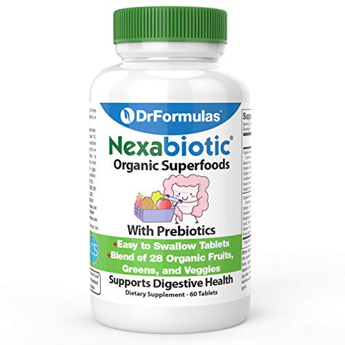 DrFormulas Organic Prebiotic Fiber for Constipation Relief   Weight Loss   Nexabiotic Superfood Tabs for Probiotic Digestive Health  60 Tablets