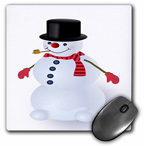 3dRose LLC 8 x 8 x 0 25 Inches Jolly Snowman Cartoon with Top Hat and Scarf Mouse Pad  mp 20524 1