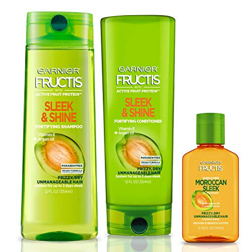 Garnier Hair Care Fructis Sleek   Shine Shampoo  Conditioner  and Moroccan Argan Oil Treatment  For Frizzy  Dry Hair  Paraben Free  1 Kit