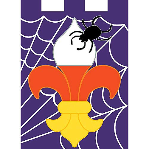 Magnolia Garden Fleur De Lis Spider Spooky Purple 18 x 13 Polyester Halloween Outdoor Flag