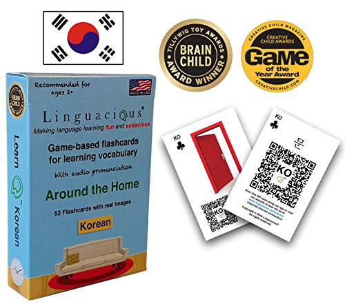 Linguacious Award-Winning Around The Home Korean Flashcard Game - The ONLY One with Audio!