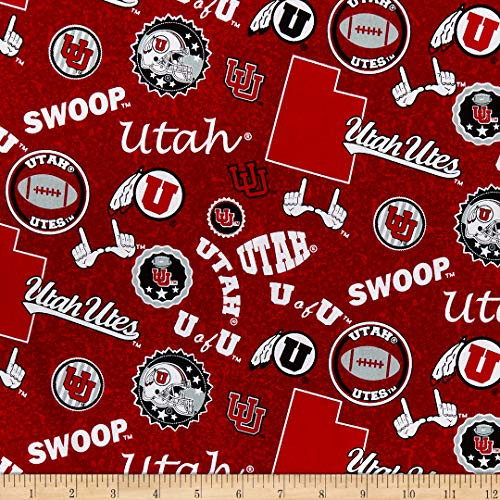 NCAA Utah Utes Home State Cotton Multi Quilt Fabric By The Yard NCAA Utah Utes Home State Cotton Multi Quilt Fabric By The Yard