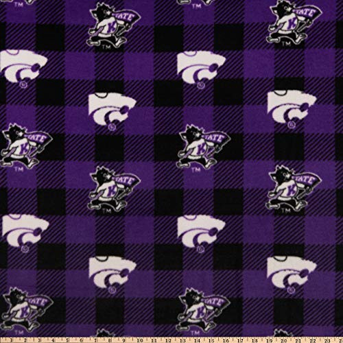 Sykel Enterprises NCAA Kansas State Wildcats Fleece Buffalo Plaid  Purple Black White Yard
