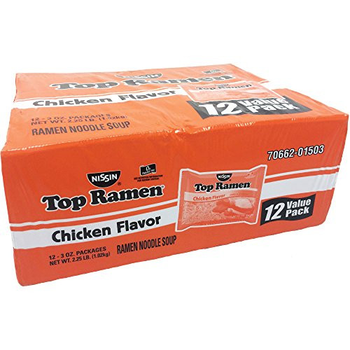 NissinTop Ramen Ramen Noodle Soup Choose from Chicken  Beef  and Shrimp  Chicken Flavor  12 meals