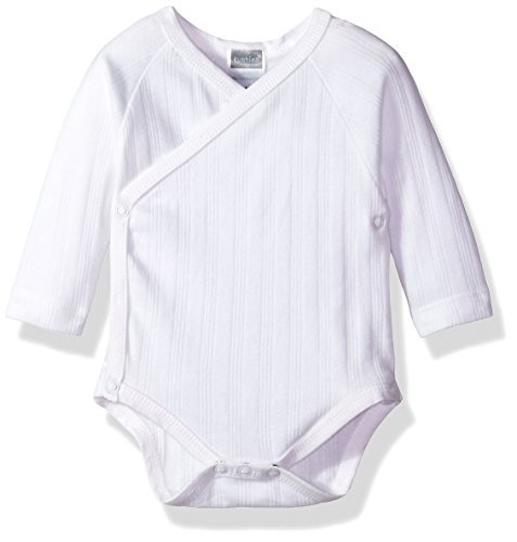 Kushies Baby Infant Classics Side Wrap Long Sleeves Bodysuit  White  1m