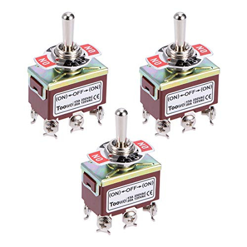 uxcell DPDT Rocker Toggle Switch Momentary Heavy Duty 15A 250V 20A 125V 6P ON Off ON Switch Bat Waterproof Boot Cap Cover 3pcs