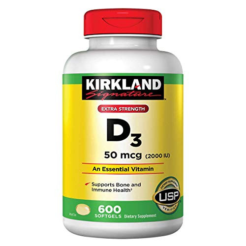 Kirkland Signature Maximum Strength Vitamin D3 2000 I U  600 Softgels  Bottle Personal Healthcare   Health Care