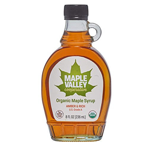 Maple Valley 8 oz  Organic Maple Syrup   Grade A Amber   Rich in Flat Glass 