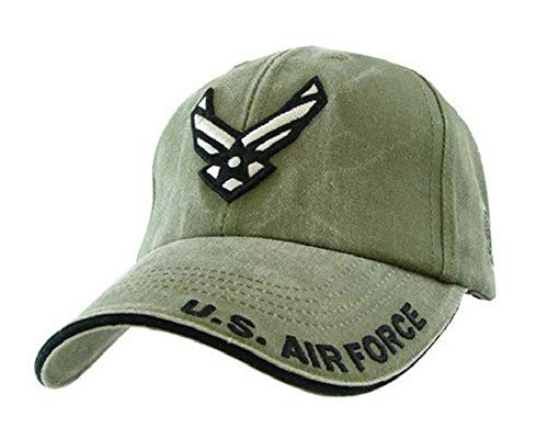 Eagle Crest U S  Air Force Wings Logo Tonal Washed Mens Cap  Olive Drab Green   Adjustable