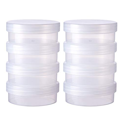 BENECREAT 8 Pack Round Frosted Plastic Bead Storage Containers Box Case with Screw Top Lids for Items Pills Herbs Tiny Bead Jewerlry Findings  and Other Small Items   2 63x1 Inches