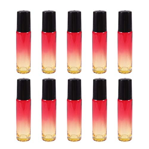 Minkissy 10pcs Glass Roller Bottles Refillable Essential Oil Roller Balls for Aromatherapy Perfume Lip Balm 10ml