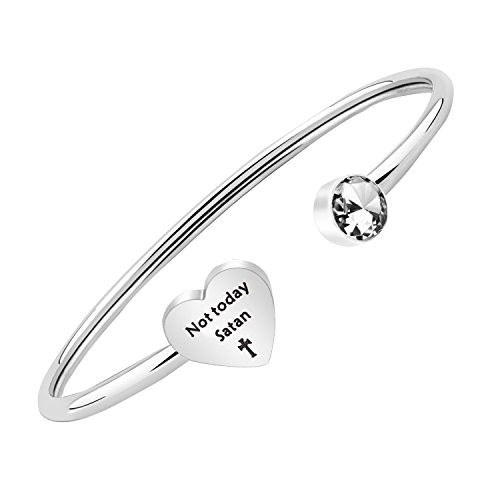 PLITI Not Today Satan Cross Christian Bracelet Religious Inspirational Motivational Novelty Satan Jewelry  ECI NOTTODAY