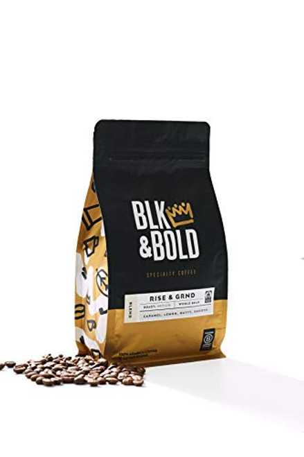 BLK   Bold   Rise   GRND Coffee Blend   Fair Trade Certified   Medium Roast   Whole Bean Coffee   12 oz  bag