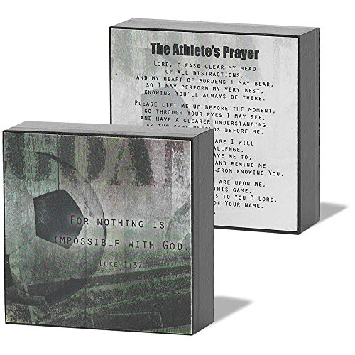 Dicksons Nothing Impossible with God Soccer Ball Onyx 3 x 3 Wood Wall Sign Plaque