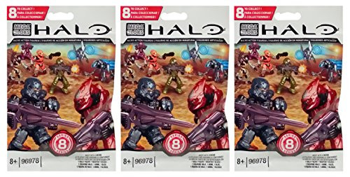 Halo Mega Bloks Series 8 (3 Packs) Mini Figure Blind Bags (Total of 3 Packs)