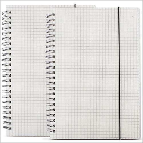 SHININGSOUL Quad Ruled Spiral Notebook  2Packs   B5  8 Inches x 10 Inches Transparent Hardcover Square Grid Spiral Journal   Elastic Closure Strap   80 GSM Thick Square Grid Paper 80 Sheets Per Pack