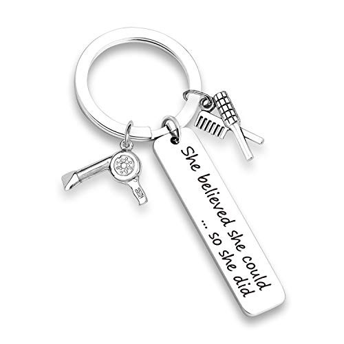 EIGSO Hairdresser Gardener Tailor Accountant Bartender Book Lover Gift Keychain Bracelet She Believed She Could Appreciation Gift