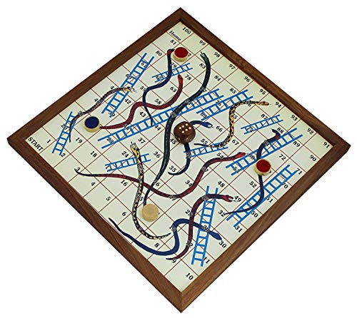 SKAVIJ Magnetic Snakes and Ladders Travel Board Game Handmade Wooden Classic Snake and Ladder Set Strategy Fun Game for Gifts