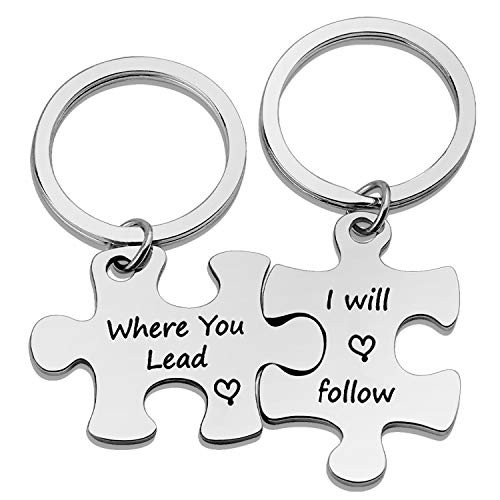 Mother daughter Gift Where You Lead I Will Follow Puzzle Keychain Gilmore Girls Keychain Best Friend Gift  Where you lead KR