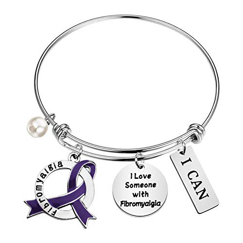 PENQI Fibromyalgia Gift Fibromyalgia Awareness Gift Purple Ribbon Fibromyalgia Warrior Bracelet I Love Someone With Fibromyalgia Jewelry Fibromyalgia Survivor Gift  fibromyalgia bracelet