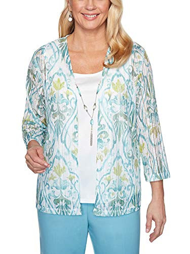 Alfred Dunner Women s Petite Scroll Two for One Top  Multi  PS