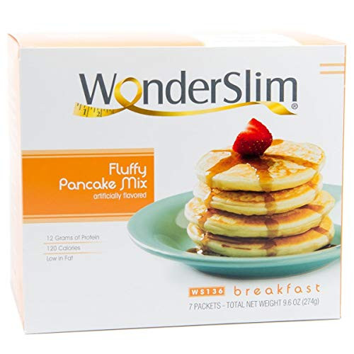 WonderSlim Protein Pancake Mix   Fluffy Hot Cakes   Flapjack   Low Fat Pancake Mix with 12g Protein  7 Count