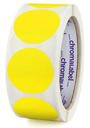 ChromaLabel 1 1 2 Inch Round Removable Color Code Dot Stickers  Inventory Labels  500 Roll  Yellow